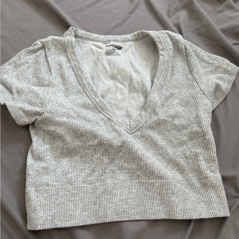 Garage Gray Ribbed Women's Top